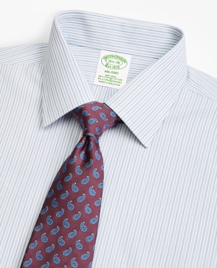 Stretch Milano Slim-Fit Dress Shirt, Non-Iron Alternating Framed Stripe, image 2