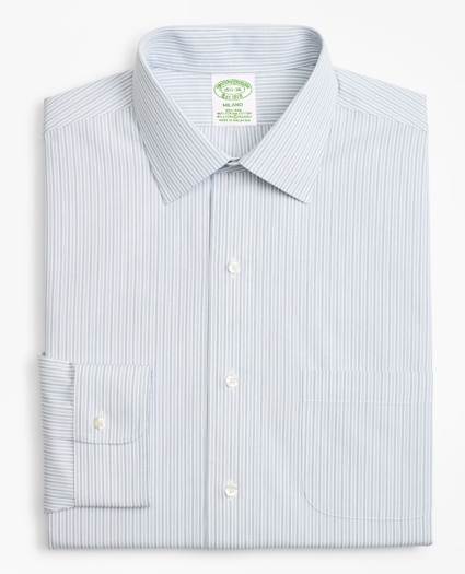 Stretch Milano Slim-Fit Dress Shirt, Non-Iron Alternating Framed Stripe, image 4