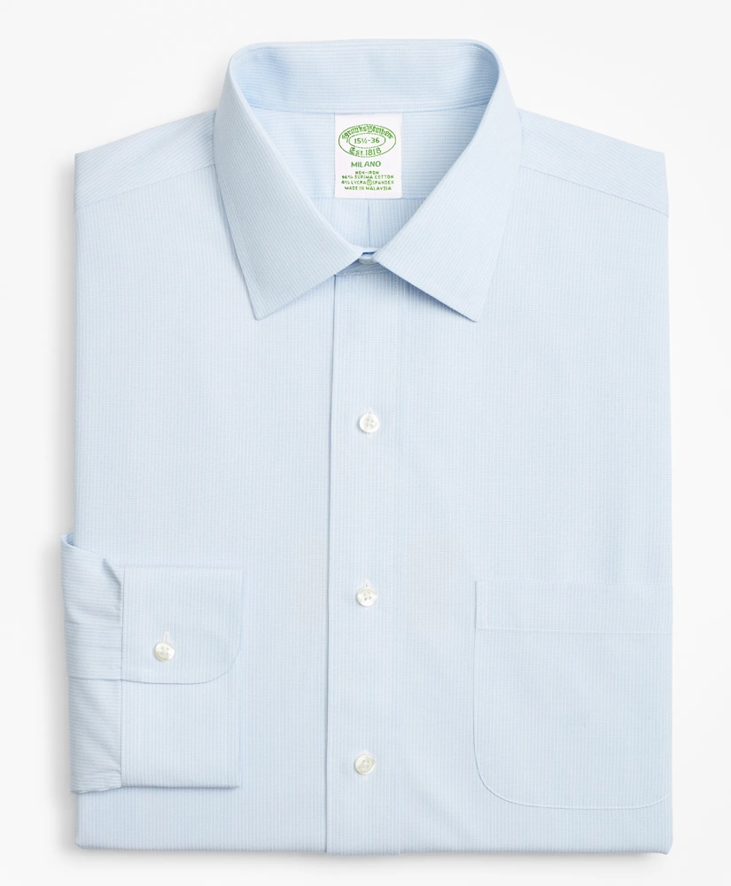 Stretch Milano Slim-Fit Dress Shirt, Non-Iron Micro-Stripe, image 4