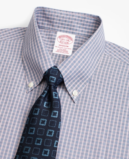 Madison Relaxed-Fit Dress Shirt, Non-Iron Two-Tone Check, image 2