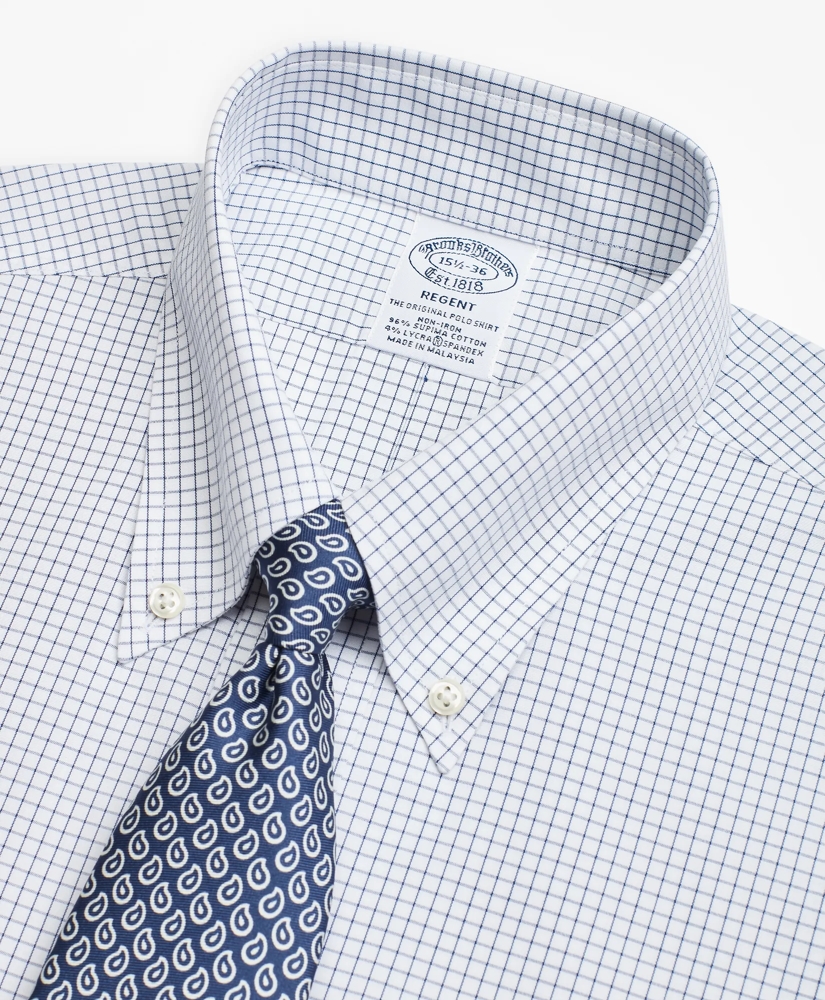 Stretch Regent Regular-Fit Dress Shirt, Non-Iron Windowpane, image 2