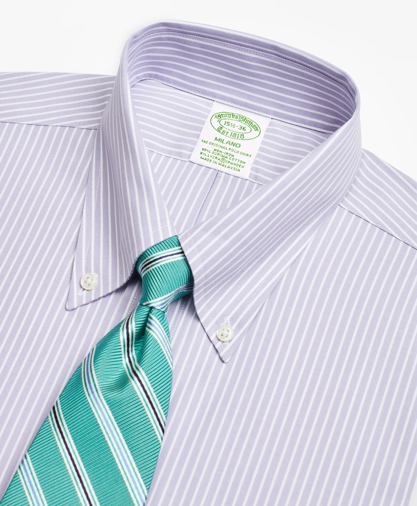 Stretch Milano Slim-Fit Dress Shirt, Non-Iron Stripe, image 2