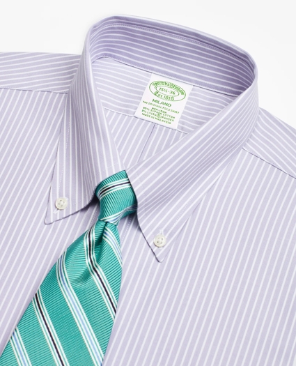 Stretch Milano Slim-Fit Dress Shirt, Non-Iron Stripe, image 2
