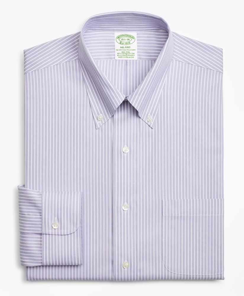 Stretch Milano Slim-Fit Dress Shirt, Non-Iron Stripe, image 4
