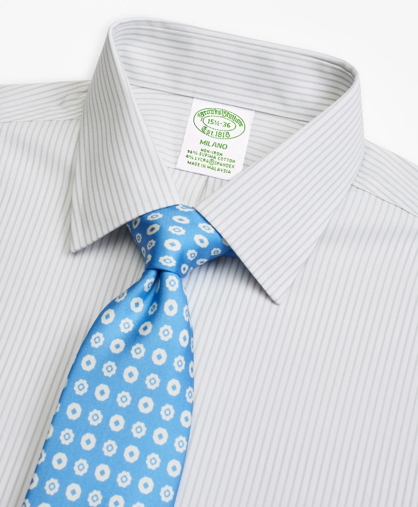 Stretch Milano Slim-Fit Dress Shirt, Non-Iron Stripe, image 2