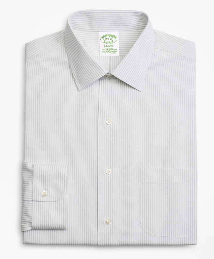 Stretch Milano Slim-Fit Dress Shirt, Non-Iron Stripe, image 4