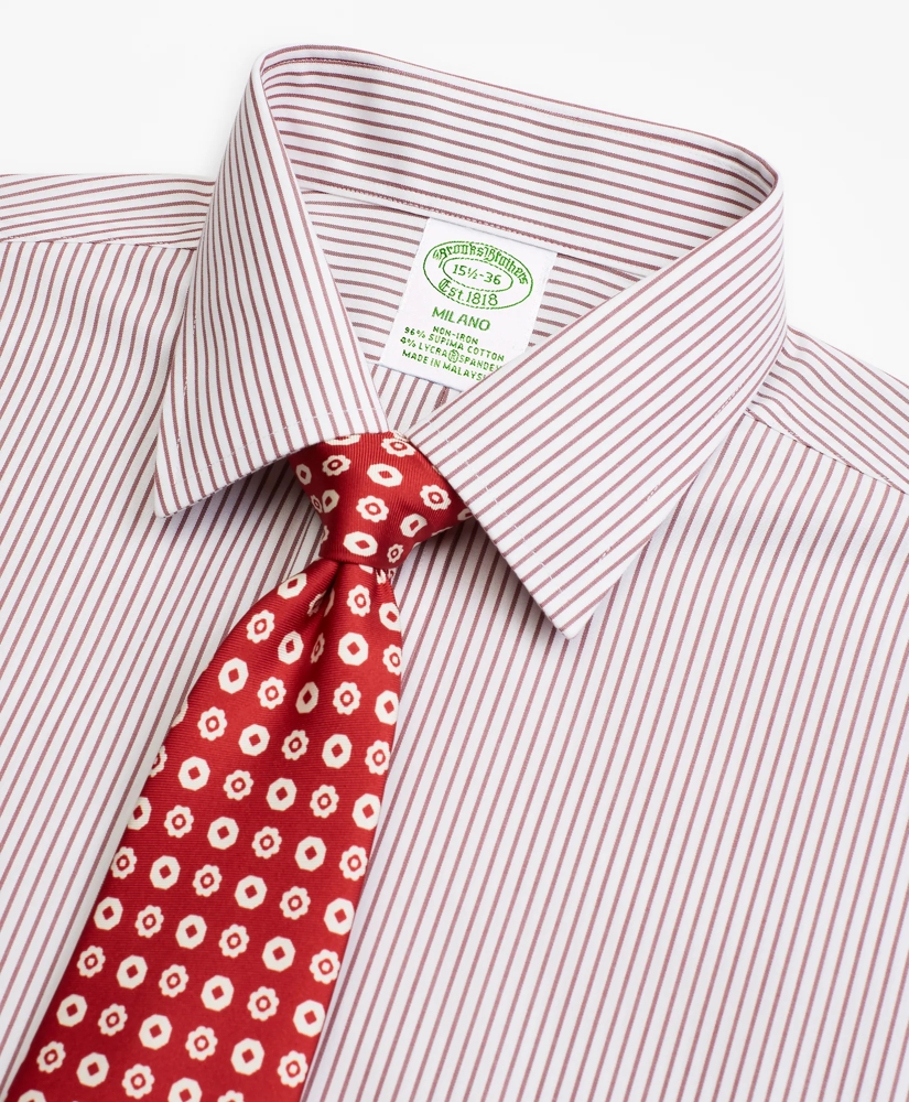 Stretch Milano Slim-Fit Dress Shirt, Non-Iron Stripe, image 2