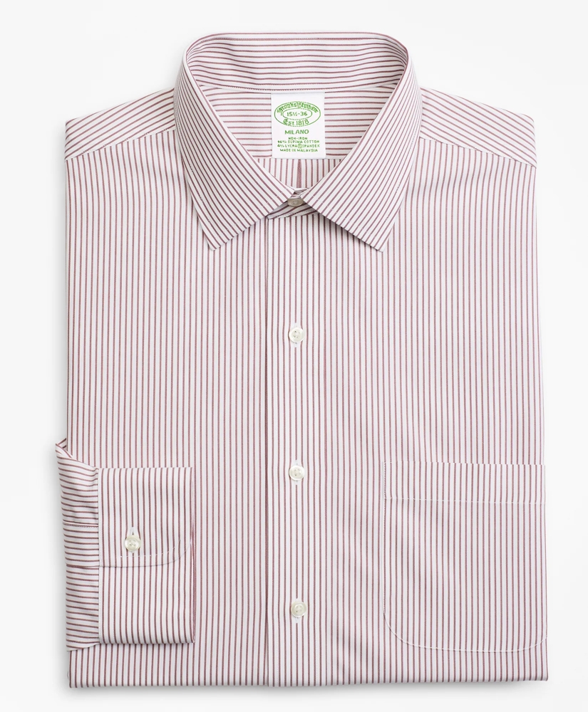 Stretch Milano Slim-Fit Dress Shirt, Non-Iron Stripe, image 4