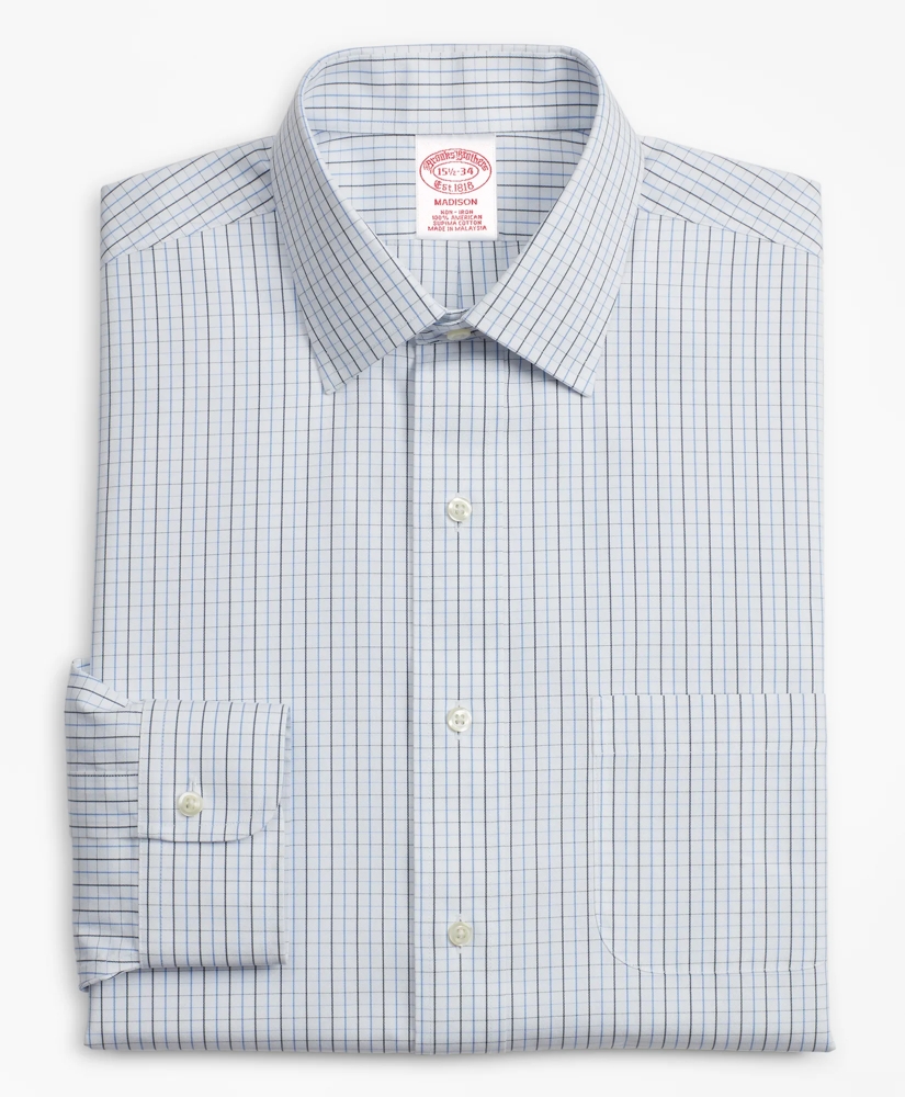 Madison Relaxed-Fit Dress Shirt, Non-Iron Grid Check, image 4
