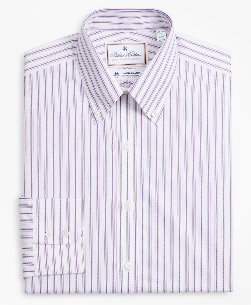 Luxury Collection Milano Slim-Fit Dress Shirt, Button-Down Collar Stripe, image 4