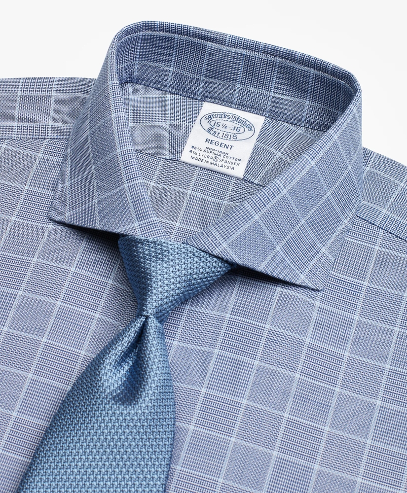 Stretch Regent Regular-Fit Dress Shirt, Non-Iron Royal Oxford Glen Plaid, image 2