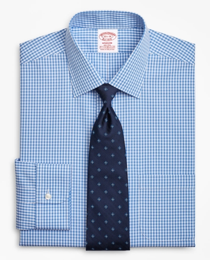 Stretch Madison Relaxed-Fit Dress Shirt, Non-Iron Gingham, image 1