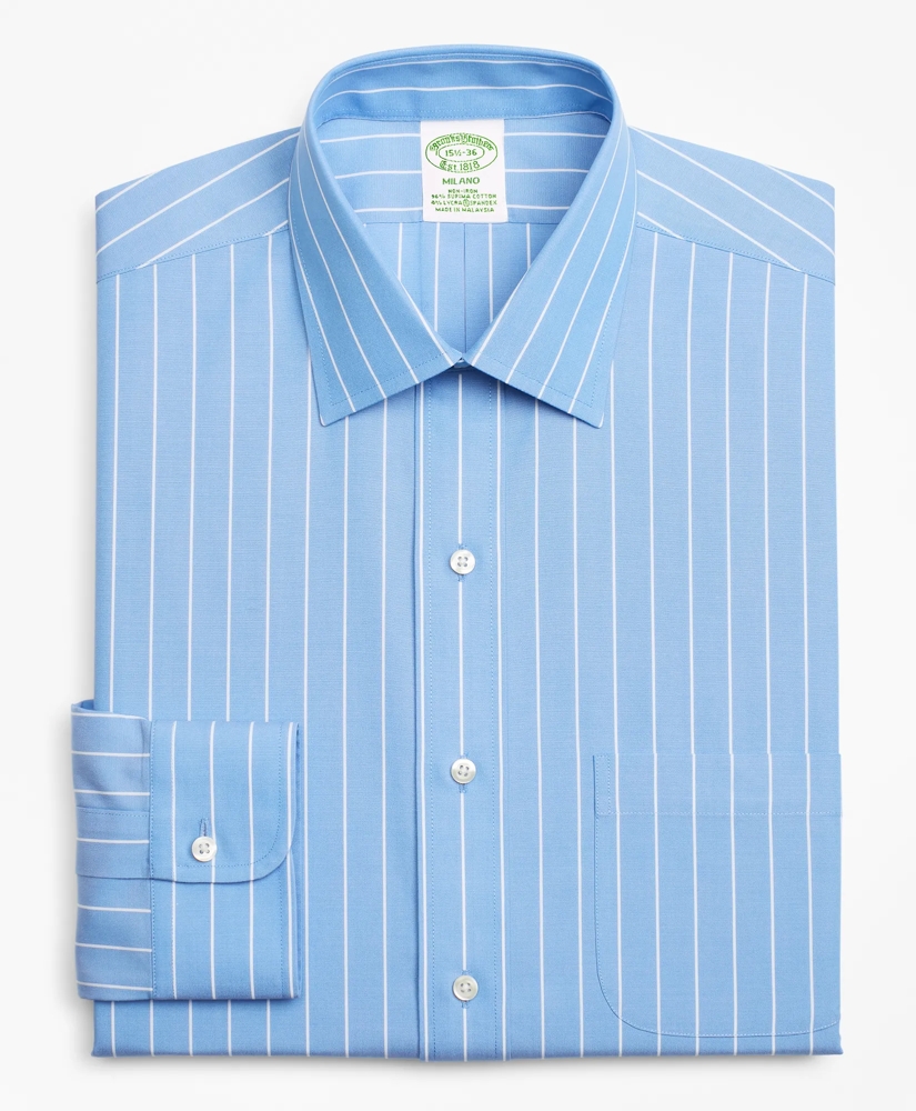 Stretch Milano Slim-Fit Dress Shirt, Non-Iron Stripe, image 4