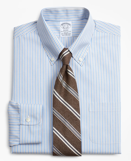 Stretch Regent Regular-Fit Dress Shirt, Non-Iron Alternating Stripe, image 1