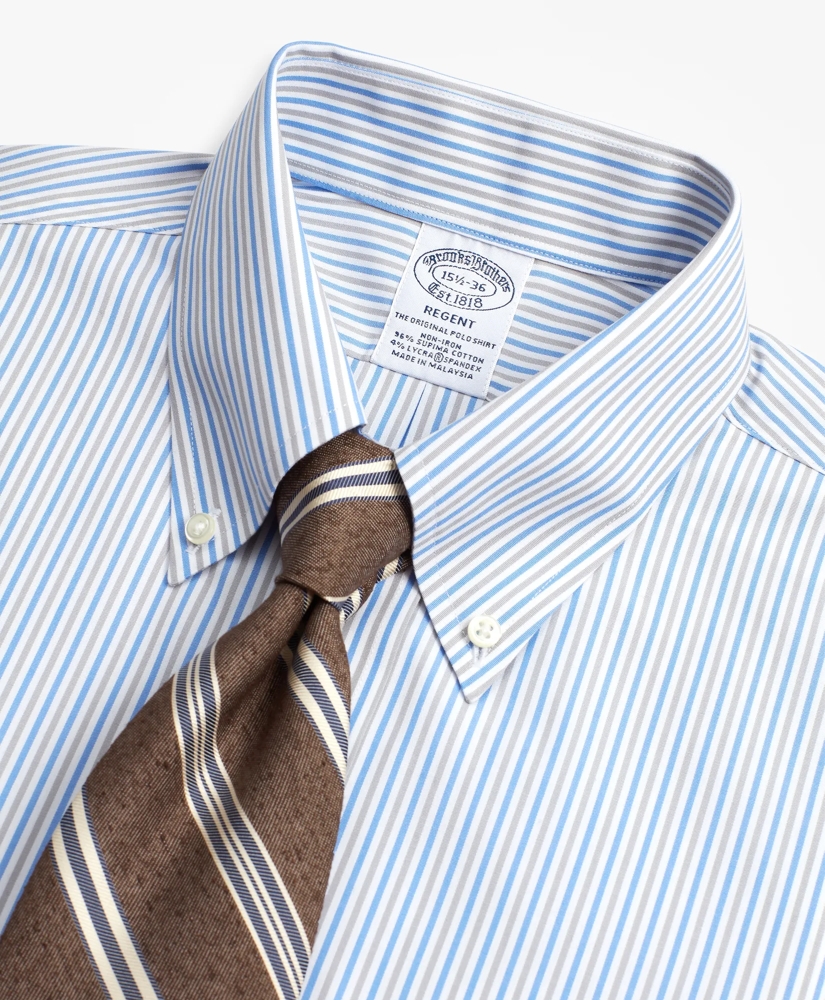 Stretch Regent Regular-Fit Dress Shirt, Non-Iron Alternating Stripe, image 2