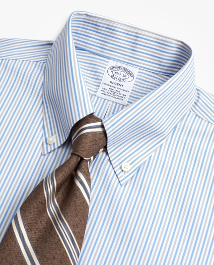 Stretch Regent Regular-Fit Dress Shirt, Non-Iron Alternating Stripe, image 2