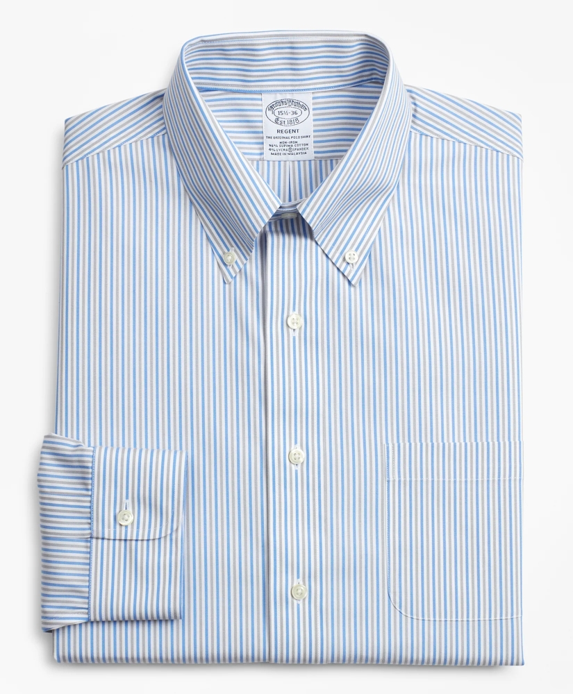 Stretch Regent Regular-Fit Dress Shirt, Non-Iron Alternating Stripe, image 4