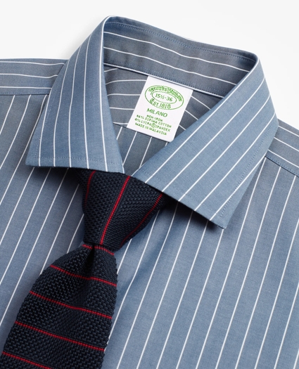 Stretch Milano Slim-Fit Dress Shirt, Non-Iron Pinstripe, image 2