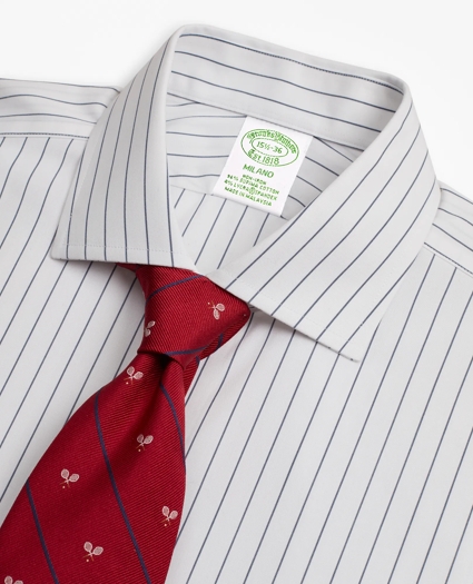 Stretch Milano Slim-Fit Dress Shirt, Non-Iron Pinstripe, image 2