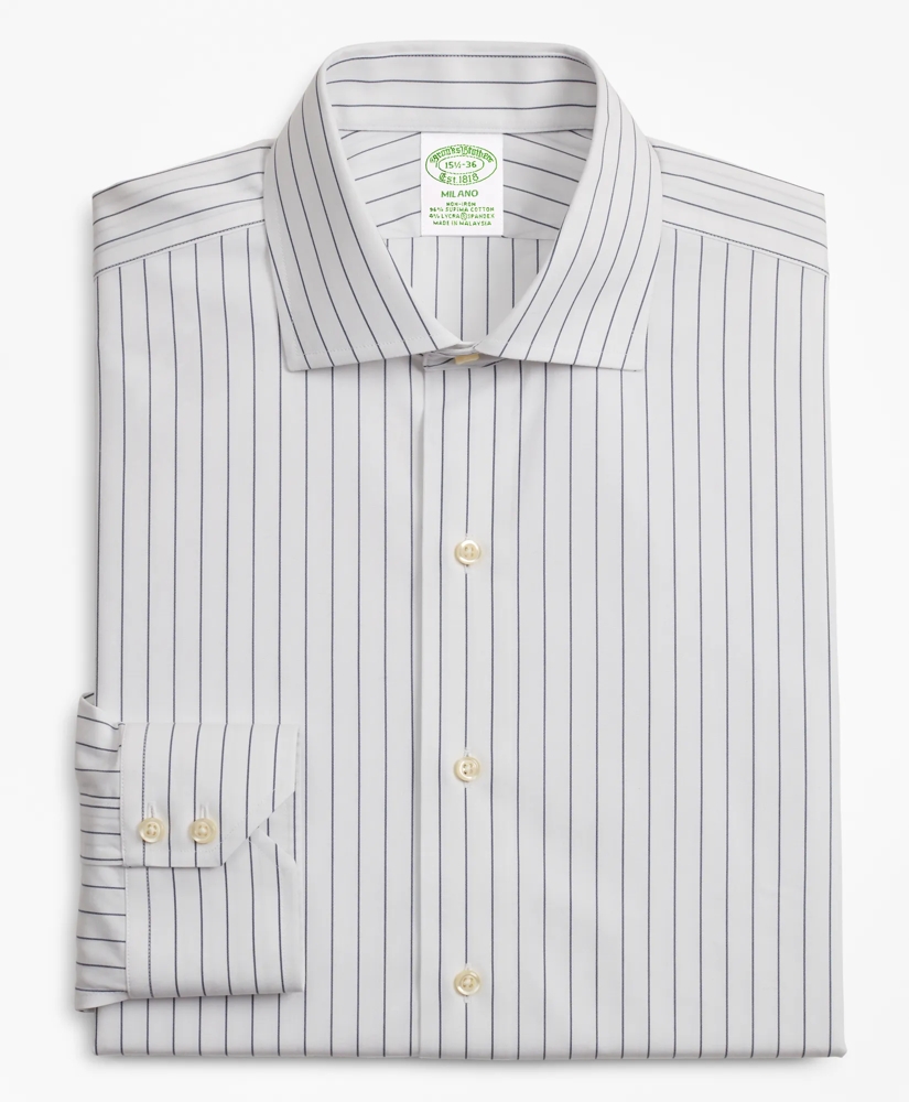 Stretch Milano Slim-Fit Dress Shirt, Non-Iron Pinstripe, image 4