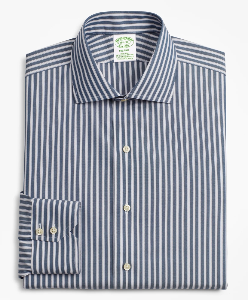 Stretch Milano Slim-Fit Dress Shirt, Non-Iron Stripe, image 4