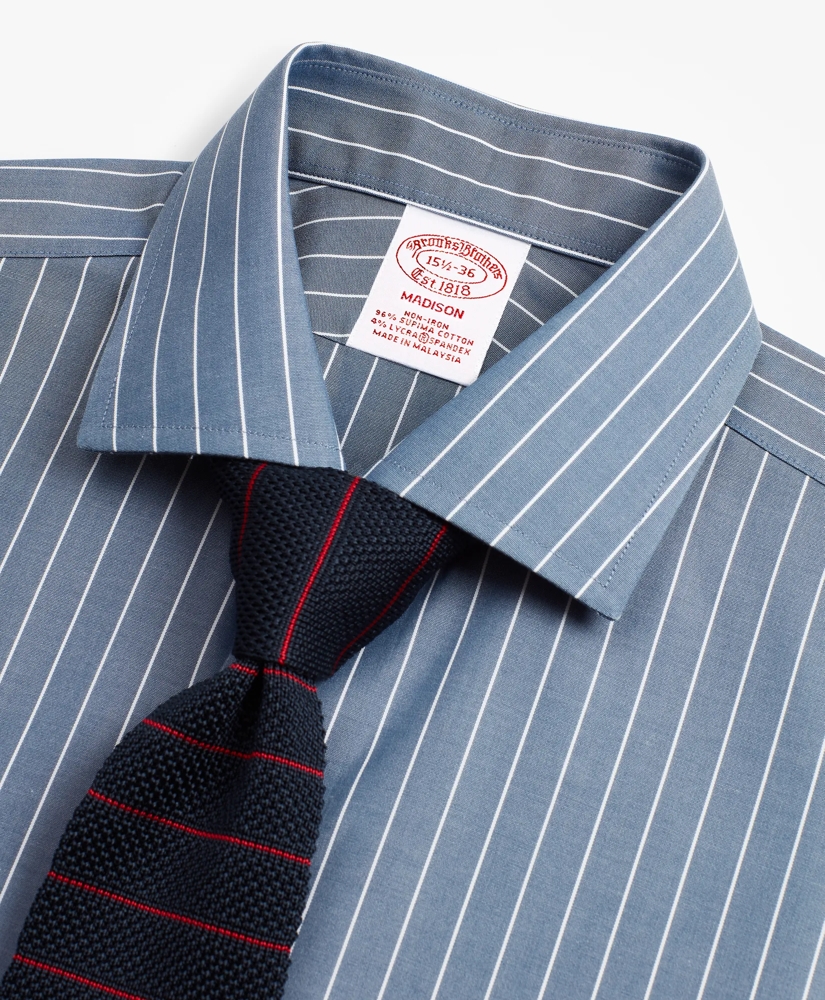 Stretch Madison Relaxed-Fit Dress Shirt, Non-Iron Pinstripe, image 2