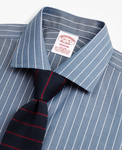 Stretch Madison Relaxed-Fit Dress Shirt, Non-Iron Pinstripe, image 2