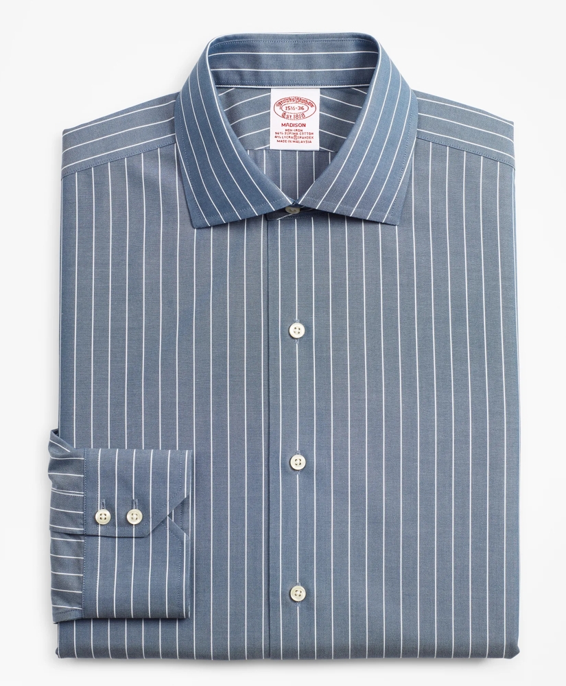Stretch Madison Relaxed-Fit Dress Shirt, Non-Iron Pinstripe, image 4