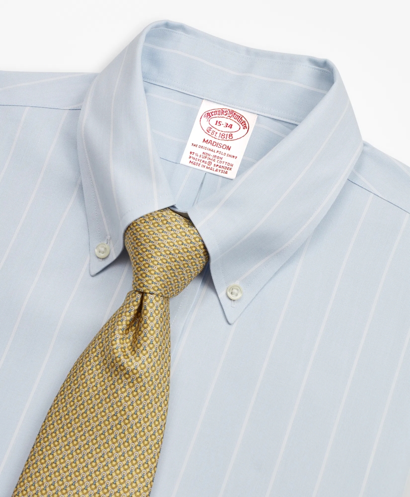 Stretch Madison Relaxed-Fit Dress Shirt, Non-Iron Pinstripe, image 2