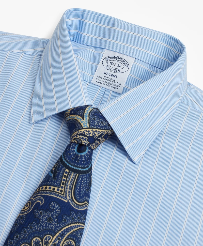 Stretch Regent Regular-Fit Dress Shirt, Non-Iron Pinstripe, image 2