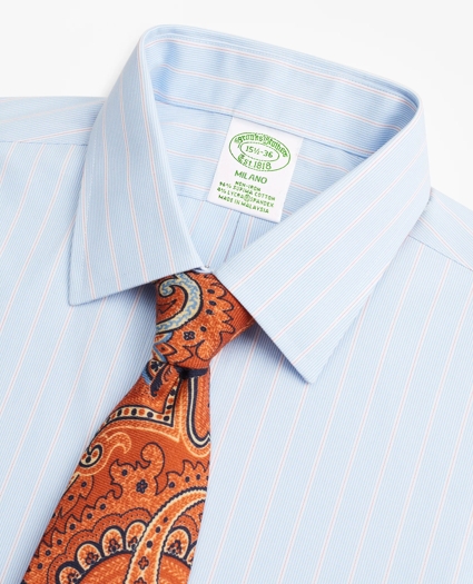 Stretch Milano Slim-Fit Dress Shirt, Non-Iron Pinstripe, image 2