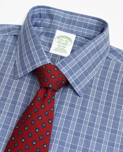 Milano Slim-Fit Dress Shirt, Non-Iron Glen Plaid, image 2