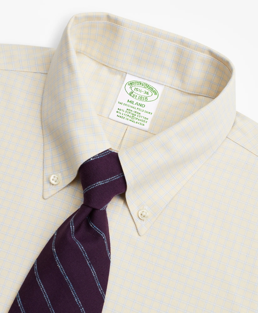Stretch Milano Slim-Fit Dress Shirt, Non-Iron Check, image 2