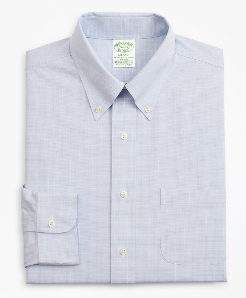 Stretch Milano Slim-Fit Dress Shirt, Non-Iron Check, image 4