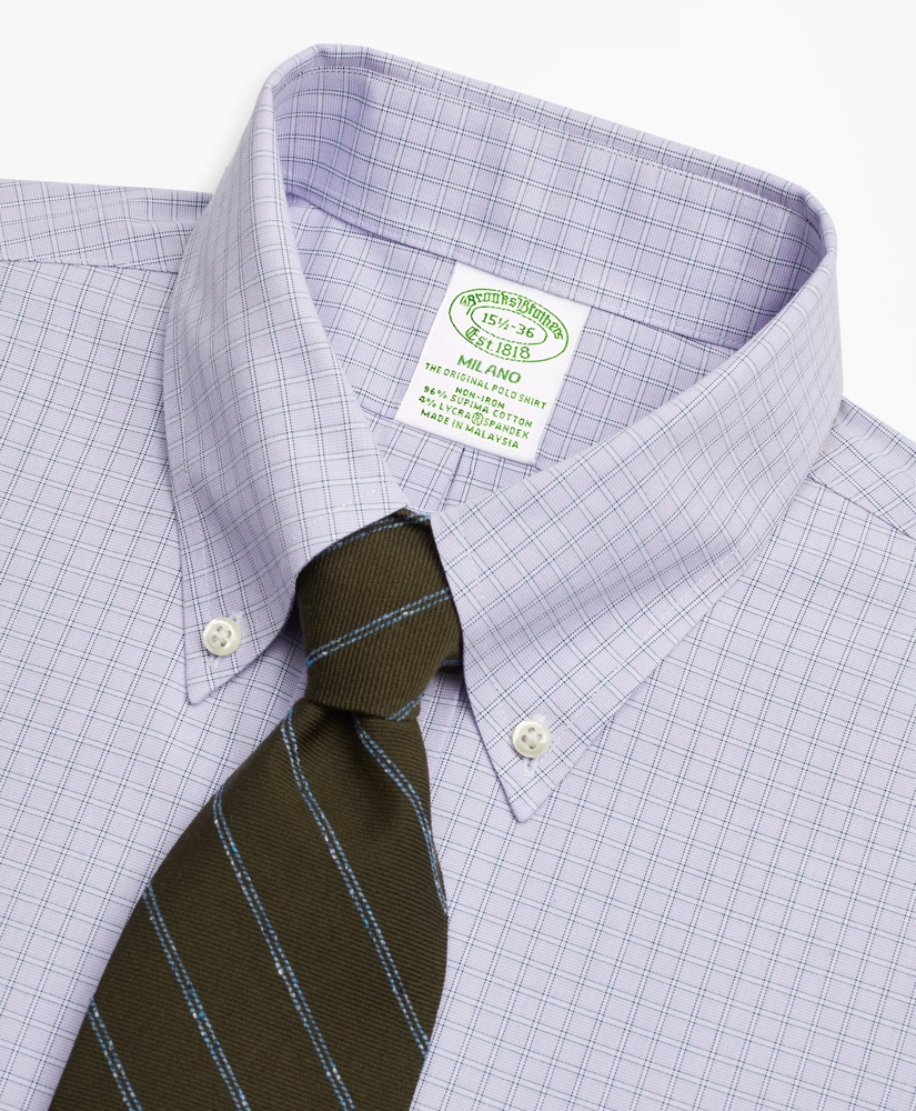 Stretch Milano Slim-Fit Dress Shirt, Non-Iron Check, image 2