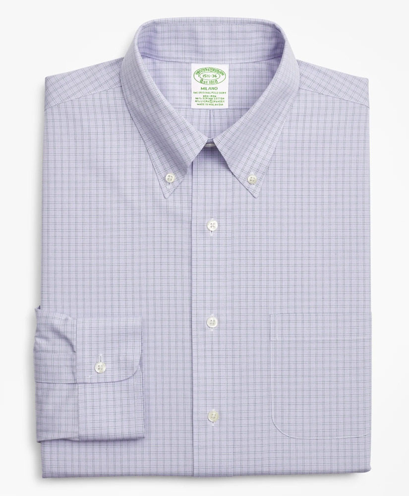 Stretch Milano Slim-Fit Dress Shirt, Non-Iron Check, image 4