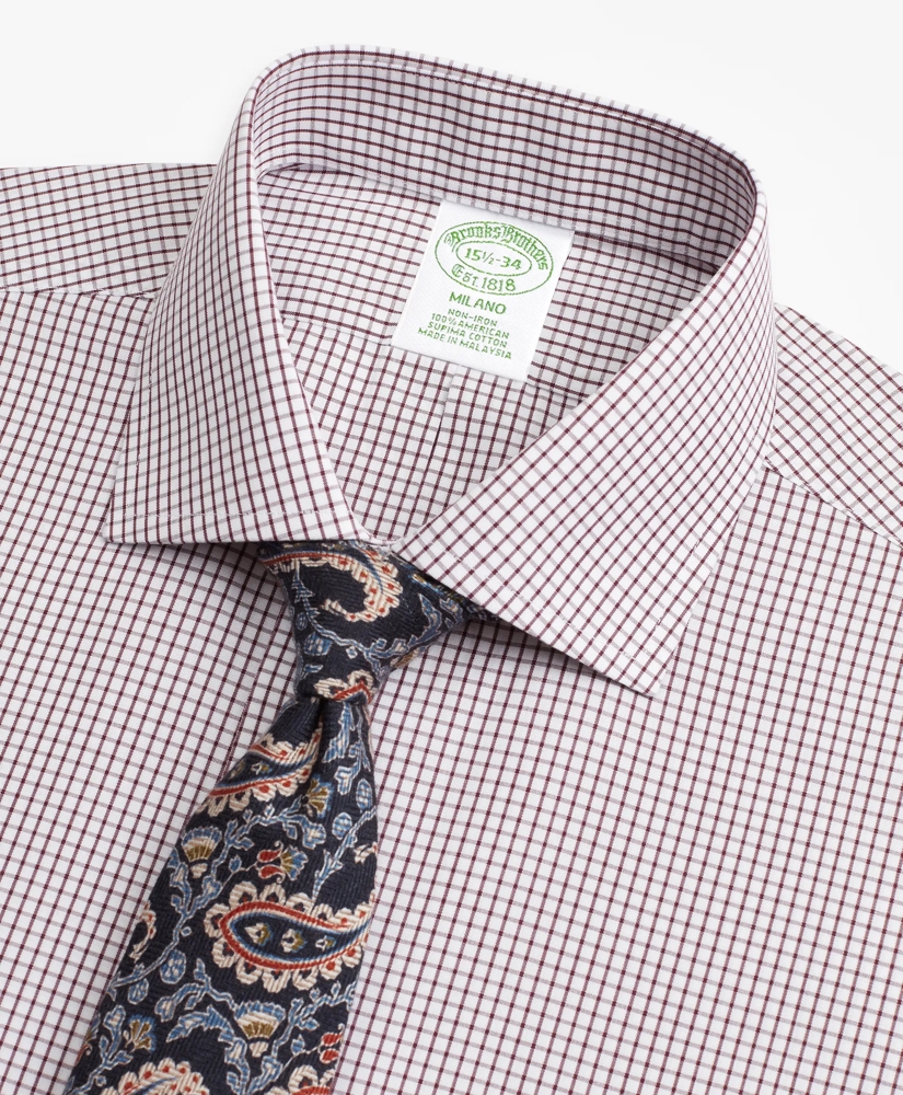 Milano Slim-Fit Dress Shirt, Non-Iron Windowpane, image 2