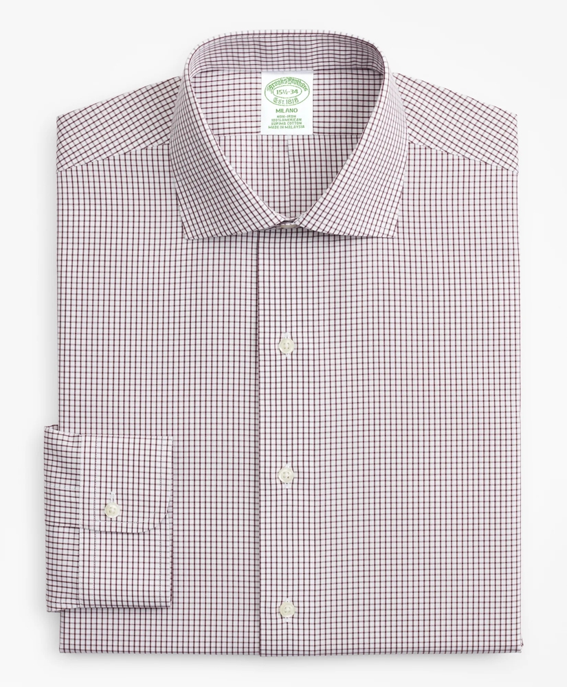 Milano Slim-Fit Dress Shirt, Non-Iron Windowpane, image 4