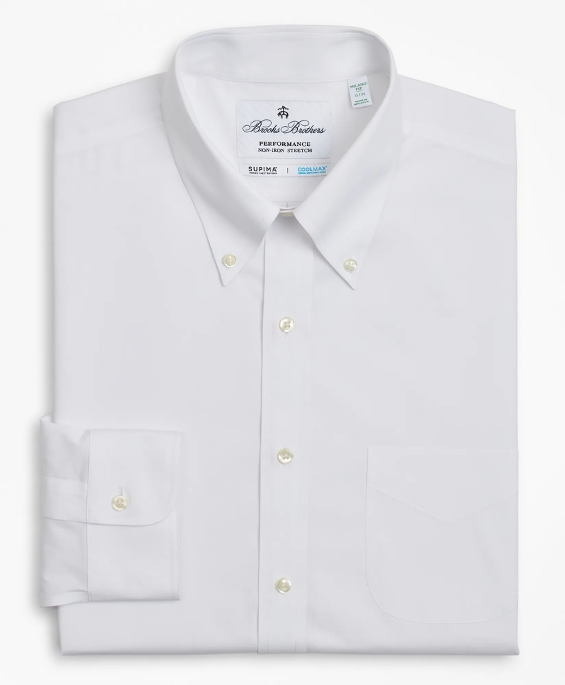 Milano Slim Fit Dress Shirt, Performance Non-Iron with COOLMAX®, Button-Down Collar Broadcloth, image 5