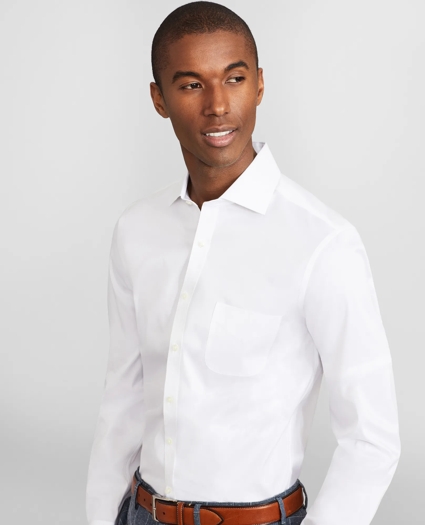 Milano Slim Fit Dress Shirt, Performance Non-Iron with COOLMAX®, English Spread Collar Broadcloth, image 1