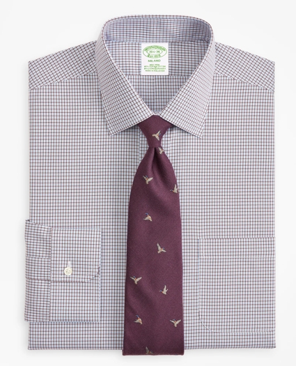 Stretch Milano Slim-Fit Dress Shirt, Non-Iron Check, image 1