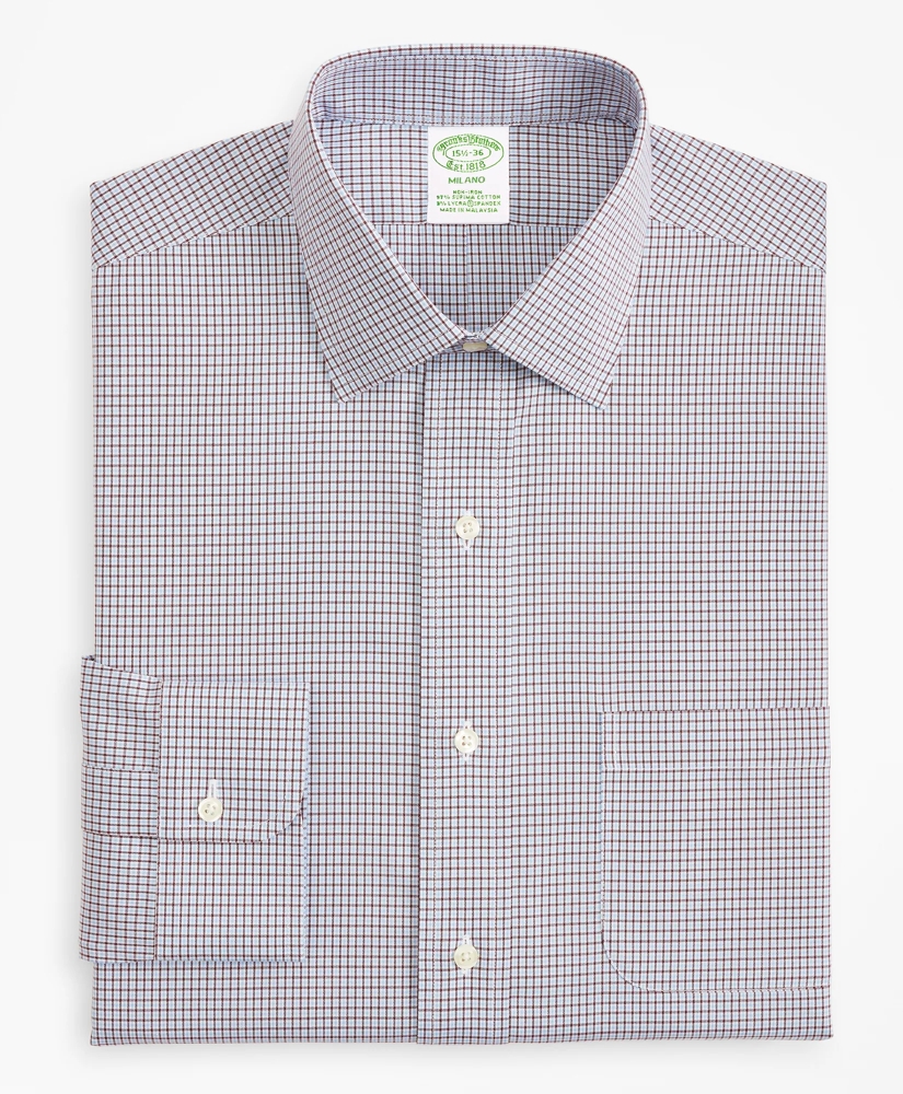 Stretch Milano Slim-Fit Dress Shirt, Non-Iron Check, image 4