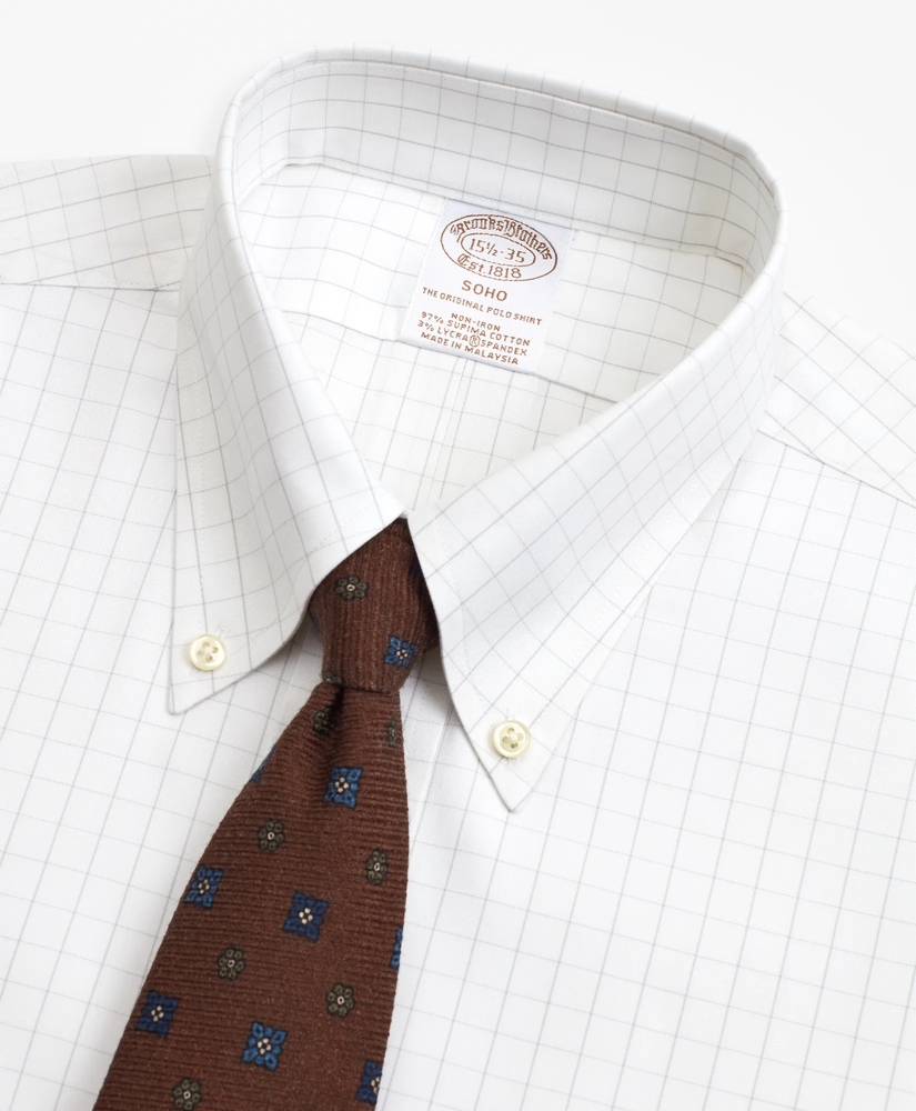 Stretch Soho Extra- Slim-Fit Dress Shirt, Non-Iron Windowpane, image 2