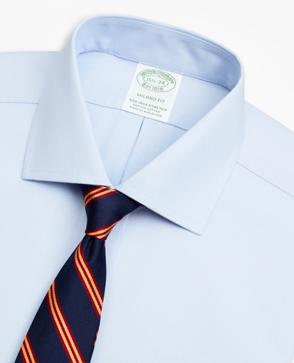 Stretch Milano Slim-Fit Dress Shirt, Non-Iron Pinpoint English Collar, image 2