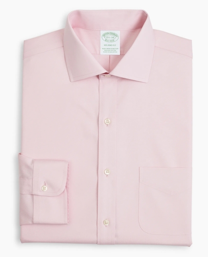 Stretch Milano Slim-Fit Dress Shirt, Non-Iron Pinpoint English Collar, image 4