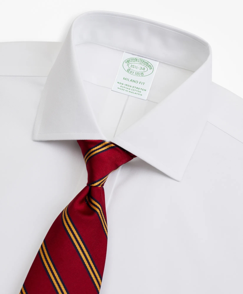 Stretch Milano Slim-Fit Dress Shirt, Non-Iron Pinpoint English Collar, image 2