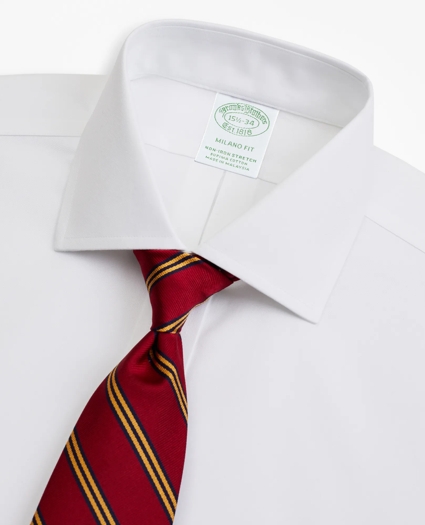 Stretch Milano Slim-Fit Dress Shirt, Non-Iron Pinpoint English Collar, image 2