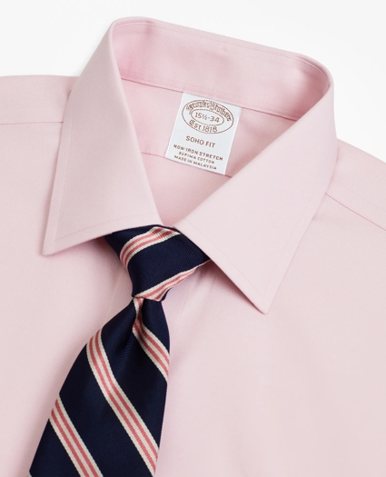 Stretch Soho Extra-Slim-Fit Dress Shirt, Non-Iron Pinpoint Ainsley Collar French Cuff, image 2