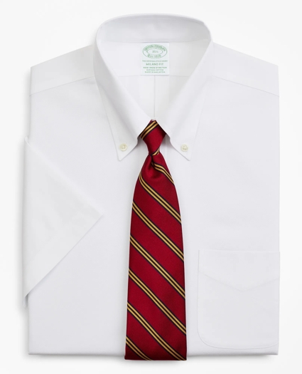 Stretch Milano Slim-Fit Dress Shirt, Non-Iron Pinpoint Short-Sleeve, image 1