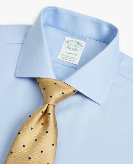 Stretch Milano Slim-Fit Dress Shirt, Non-Iron Twill English Collar, image 2